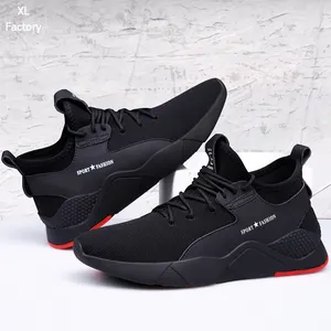 Cheap men's walking shoes black classic flying woven sneakers comfortable breathable summer outdoor hiking shoes