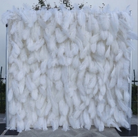 Panneaux muraux décoratifs de mariage 3D enroulables en tissu de soie artificielle blanche avec fleurs toile de fond