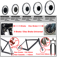 Roda Motor Sepeda Listrik 48V 1000W Roda Belakang LCD Suku Cadang Sepeda Listrik Roda Depan 500w