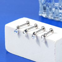 Toposh ASTM F136 g23 Zircon Fleurs Rock Sans Fil Push In top Anneaux balancent titane oreille Labret piercing