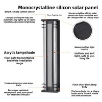 Lampe murale LED moderne et minimaliste pour cour de villa, entrée de jardin, lumière solaire extérieure étanche en acier inoxydable