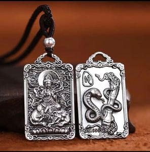 Pendentif en <span class=keywords><strong>argent</strong></span> Sterling certifié S999 <span class=keywords><strong>bouddha</strong></span> pour l'année du tigre 12 zodiaque chinois pour hommes, breloque rotative à huit gardiens - Product Image 6