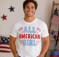 Personnalisation : Motifs thermocollants pour t-shirts, thème Fille Américaine 4 juillet, avec strass et paillettes