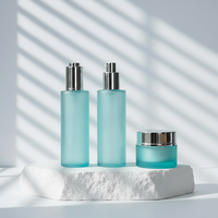 Flacon compte-gouttes en verre dépoli 50ml/100ml/120ml avec pompe pulvérisatrice et bouchon à vis pour emballage cosmétique (lotion/crème contour des yeux) et diffuseur à bâtonnets