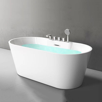Baignoire autoportante en acrylique moderne à dossier haut, ovale, avec fonction de trempage, ensemble d'accessoires de salle de bain pour usage intérieur, maison, hôtel, villa
