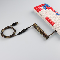 Câble spiralé ressort d'horloge câble de clavier mécanique charge USB type C câble portable d'extension enroulée en spirale tressée