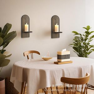 Wooden <b>Wall</b> <b>Mounted</b> Decorative <b>Shelf</b> Geometric Shape Single Layer For Bedroom Living Room Display Rack - Product Image 1