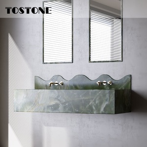 Lavabo Doble <span class=keywords><strong>de</strong></span> Pared <span class=keywords><strong>de</strong></span> Jade Verde Frío Natural Tostone, <span class=keywords><strong>Mueble</strong></span> <span class=keywords><strong>de</strong></span> <span class=keywords><strong>Baño</strong></span> <span class=keywords><strong>de</strong></span> Mármol <span class=keywords><strong>para</strong></span> Hoteles, Apartamentos y Villas <span class=keywords><strong>de</strong></span> Alta Gama, Decoración Interior <span class=keywords><strong>de</strong></span> Baños - Product Image 3