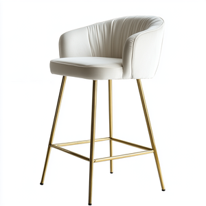 <span class=keywords><strong>Tabouret</strong></span> <span class=keywords><strong>de</strong></span> <span class=keywords><strong>bar</strong></span> moderne en métal à hauteur <span class=keywords><strong>de</strong></span> comptoir avec dossier <span class=keywords><strong>blanc</strong></span> pivotant et réglable - Utilisation hôtelière et salle à manger - Product Image 2