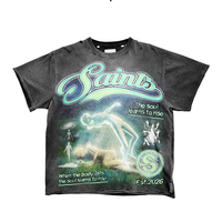 T-shirts personnalisés Huili, étiquette privée, effet vieilli, lavage vintage, imprimés graphiques, coton lourd, fabriqués en usine