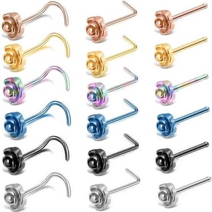 Gaby <b>Nose</b> Pin <b>Stainless</b> <b>Steel</b> 316L Surgical Jewelry <b>Nose</b> Pin Wholesale Rose <b>Nose</b> <b>Rings</b> Face Jewelry - Product Image 1
