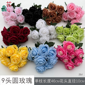 Nine <b>Artificial</b> Roses Silk Handmade <b>Wedding</b> Home Decor Valentine's Day <b>Flowers</b> - Product Image 2