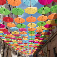 Parapluie droit coloré YB, motif artistique, pour décoration de rue suspendue lors de fêtes