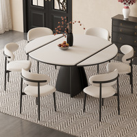 Table à manger en dalle de pierre, design moderne et minimaliste, extensible et pliable, transformable ronde en carrée, mobilier de maison double usage, luxe léger