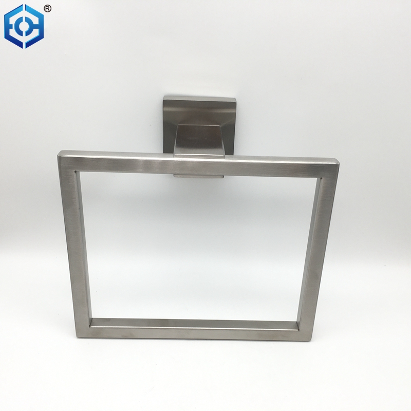 Wall Mount Simple Hand Square Towel Ring Stainless Steel Bathroom Towel Holder