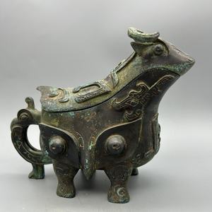 ถ้วยทองเหลืองโบราณรูปแกะหัตถกรรมโบราณภาชนะบรรจุไวน์ที่ทำจากจีนโบราณหล่อนูน3D โบราณ - Product Image 4