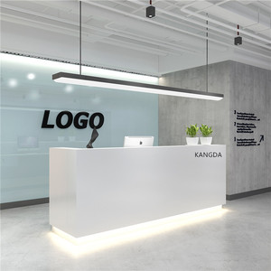 Modern <b>Reception</b> <b>Desk</b> Solid Surface Oblong Minimalist Design Glossy Finish For Mall Office Commercial Use - Product Image 2