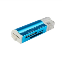 Lector de tarjetas múltiple 4 en 1 USB 2.0 externo de aleación de aluminio para SD/SDHC/SDXC TF MS/MS PRO XD M2 MMC/RS MMC