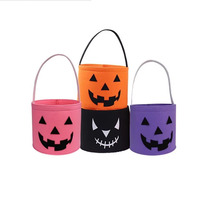 Sac à bonbons en feutre d'Halloween, grande capacité, panier de rangement festif, sac à bonbons en forme de citrouille, sac fourre-tout de rangement