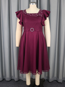 S3247F Nuevo Vestido de Noche Elegante para Mujer, Talla Grande, con Mangas de Mariposa y Volantes, Ideal para Fiestas y Bodas - Product Image 1