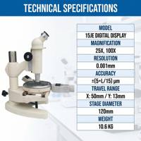 Precision Toolmaker Measuring Microscope 15JE 25X-100X 0.001mm Resolution with Angle Measurement for Factory QC Inspection