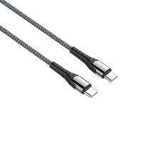 Kabel LDNIO LC102 USB C ke USB C, Panjang 2 Meter, Tipe C PD Pengisian Daya 3A 60W untuk Samsung, Kabel Data Kepang untuk Ponsel