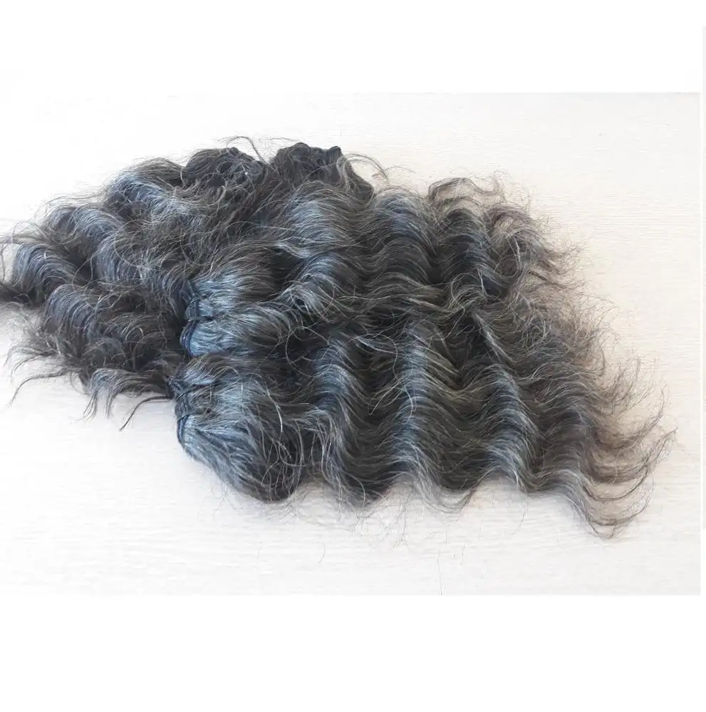 cuticle aligned unprocessed natural grey wavy curly Vietnamese hair women