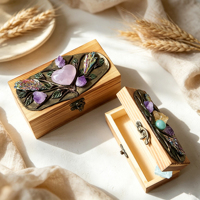 Boîte en bois artisanale de nouvelle conception, très vendue, pour bijoux, collection de cristaux et ornements, idéale pour un cadeau