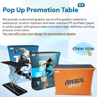 Nouvelle arrivée : Stand de promotion pliable en alliage d'aluminium avec bannière, design personnalisé, table de dégustation