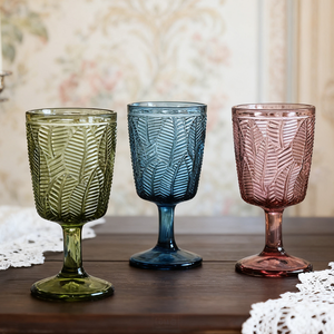 Copas de vino francesas Vintage con patrón de hojas en relieve elegante al por mayor, Copas de estilo europeo para boda, fiesta, cena, Bar, evento - Product Image 2