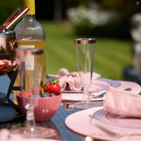 Gobelet à vin en plastique jetable incassable, luxe classique pour flûte, avec bordure dorée, or rose ou argentée, capacité 5 oz