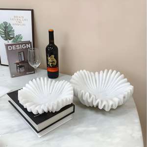 Assiette de fruits en marbre naturel créatif de style français, plateau de rangement de bureau de salon, présentation de fruits haut de gamme d'hôtel - Product Image 3