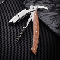 Tire-bouchon de qualité supérieure avec manche en bois de rose et étui en cuir PU, outil de bar portable pour la maison et les cadeaux