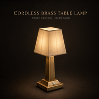 Lampe de table moderne sans fil en laiton avec abat-jour en tissu de lin, rechargeable, à commande tactile, à intensité variable, alimentée par batterie, pour mariage, restaurant, maison