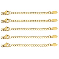 Chaîne longue de 5cm en acier inoxydable or 18 ct avec fermoirs de homard Chaîne de queue de bijoux
