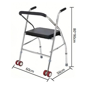 Stainless Steel Wheel Seat <b>Walker</b> Foldable Height Adjustable With Wheels For <b>Elderly</b> Rehabilitation - Product Image 2