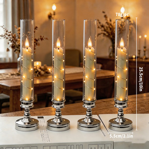LED Long <b>Pole</b> Electronic Candle Lamp Ornament Remote Control String <b>Light</b> Simulation Candle Holder Wedding Decor Christmas Style - Product Image 4