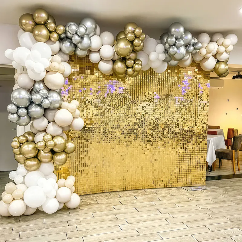 Fabricantes de cenário de parede brilhante iridescente decoração de festa de despedida de solteira de casamento aniversário