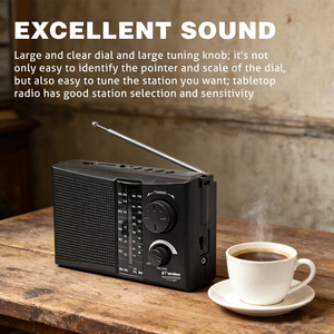 Radio Internet AM/FM a 4 bande, ricevitore portatile potente, alimentato a corrente alternata/batteria, batteria da 500 mAh, altoparlante integrato, presa per cuffie, facile da usare - Product Image 5