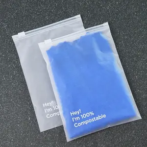 Оптовый изготовленный на заказ Компостируемый пластиковый пакет с собственным логотипом водонепроницаемый пластиковый мешок для одежды на молнии для упаковки джинсов