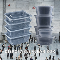 Bol carré jetable transparent en plastique PP pour emballage commercial, boîte à emporter pour restauration rapide, boîte à lunch, qualité alimentaire