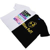 Alien Puff Uniforme de magasin de fumeurs personnalisé de haute qualité T-shirt publicitaire d'exposition de fumée 100% coton blanc noir Unsex