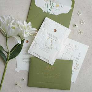 Suite d'invitations de mariage en relief et dorées, ensemble complet personnalisé pour la fourniture B2B - Product Image 6