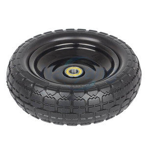 10" Flat-Free Solid Tire and <b>Wheel</b> Hand Trolley <b>Replacement</b> 4.10/3.50-4 PU Foam <b>Wheel</b> with 5/8" Axle Bore Hole - Product Image 3