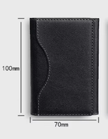 Dompet Kartu Magnetik Gaya Jepang Kulit Imitasi PU, Kompatibel Magnet, Slot Multi-Kartu, Lipat Tiga, Penyangga untuk Ponsel