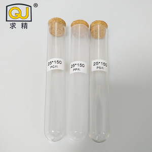 QJ Plastic Test Tubes 25x150mm With Cork Stopper For Laboratory Use - Product Image 1