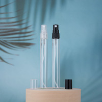 KELE - Botella de Vidrio Transparente de 5 ml y 10 ml con Pulverizador de Perfume, Redonda, Portátil, de Lujo, para Viajes