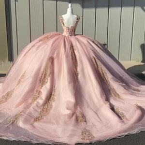 Pink Tulle Ball Gown Sweetheart Neckline Empire Waist 3D Embroidery Evening Dress For 18 Year Old Adult Formal Wear - Product Image 3