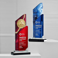 Nouveau trophée personnalisé en métal à double couche, imprimé en couleur, incrusté de cristaux, pour récompense personnelle, souvenir