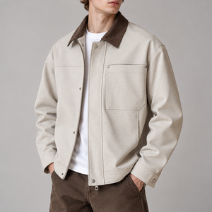 Veste en toile personnalisée de haute qualité, toile d'hiver 400 g/m² avec <span class=keywords><strong>col</strong></span> et fermeture éclair, veste de travail pour homme - Product Image 1